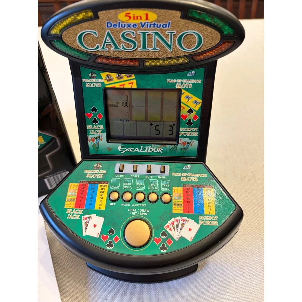 Excalibur Deluxe Virtual Casino Electronic Game VR02-V Green 5-in-1 Handheld